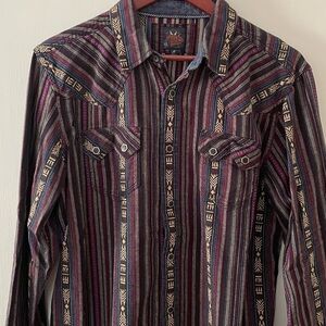 Men's Multicolor Striped Western Button Down